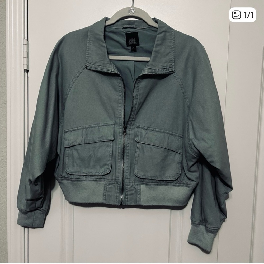 Cropped Utility Jacket in Sage Green